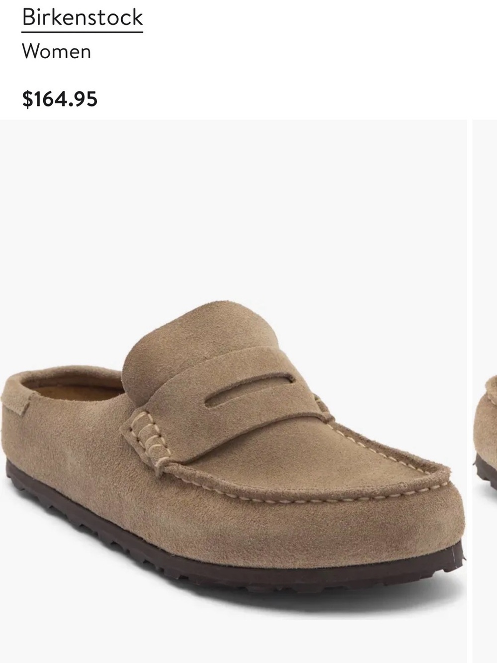 New With Out Box Birkenstock Women Naples Suede Slip-On Loafer in Taupe